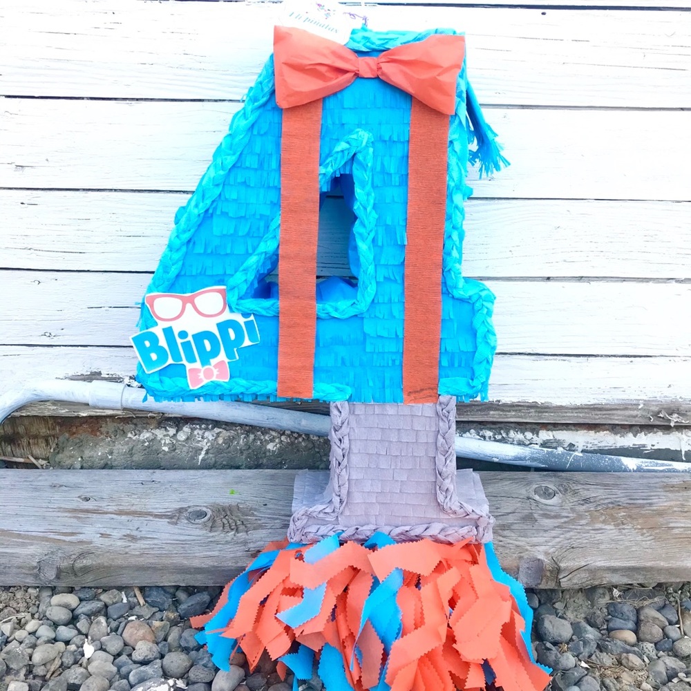 Handmade Blippi Number Four Piñata